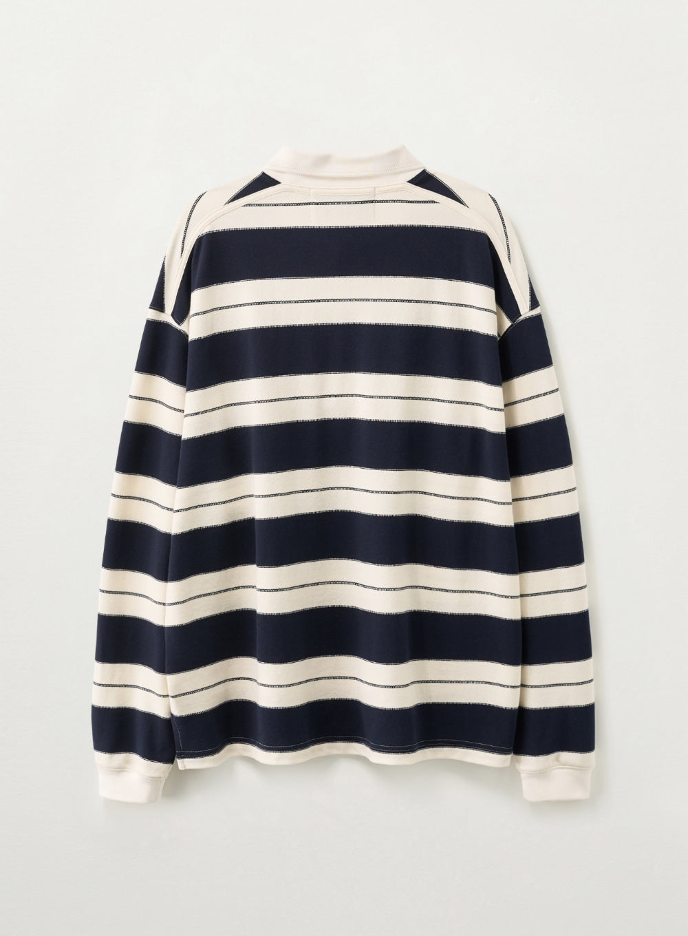 Satur Apero Stripe Pique Long Sleeve - Navy