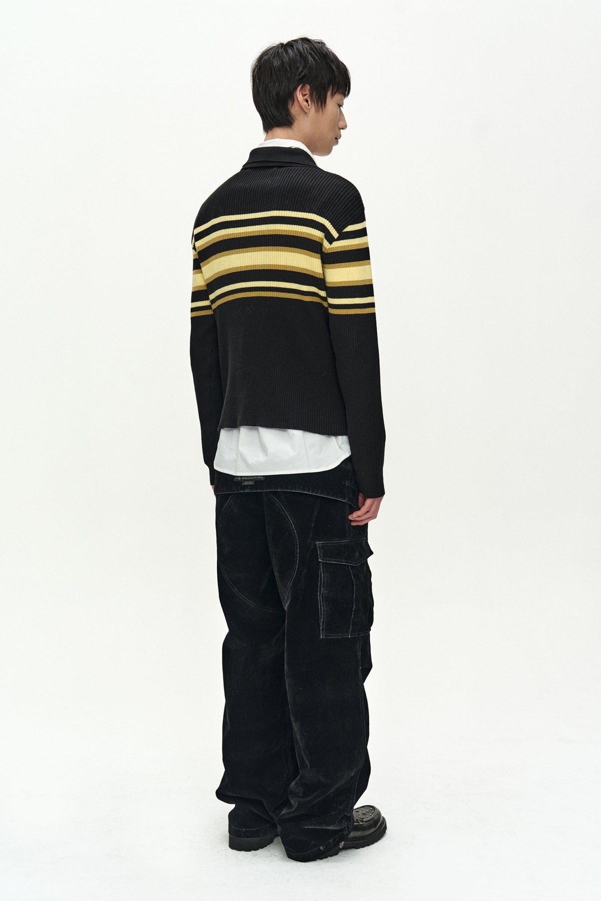 Andersson Bell Layered Collar Pitt Stripe Polo Sweater