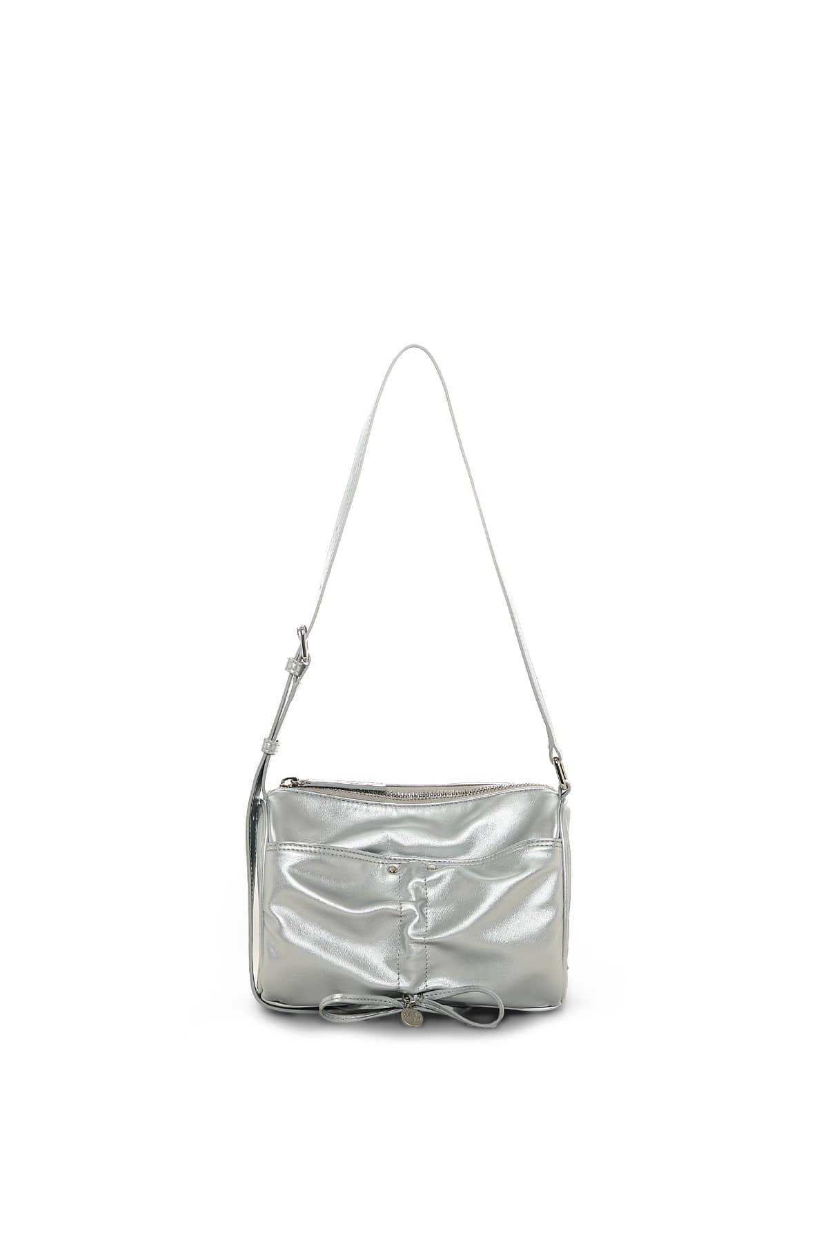 [matinkim] Front Shirring Ribbon Mini Bag IN Silver