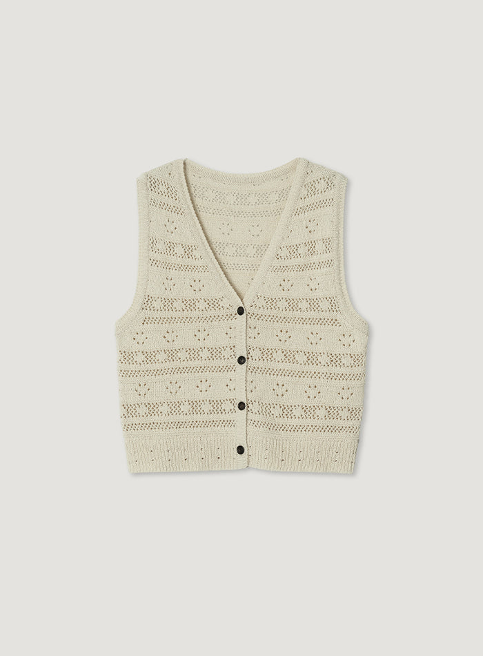 Mango Maniplease Elmo Knit Vest Natural