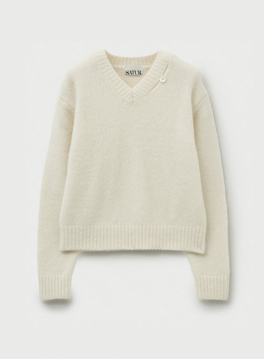 [satur] (W) Essen Two Tone Mohair Blend Knit - White