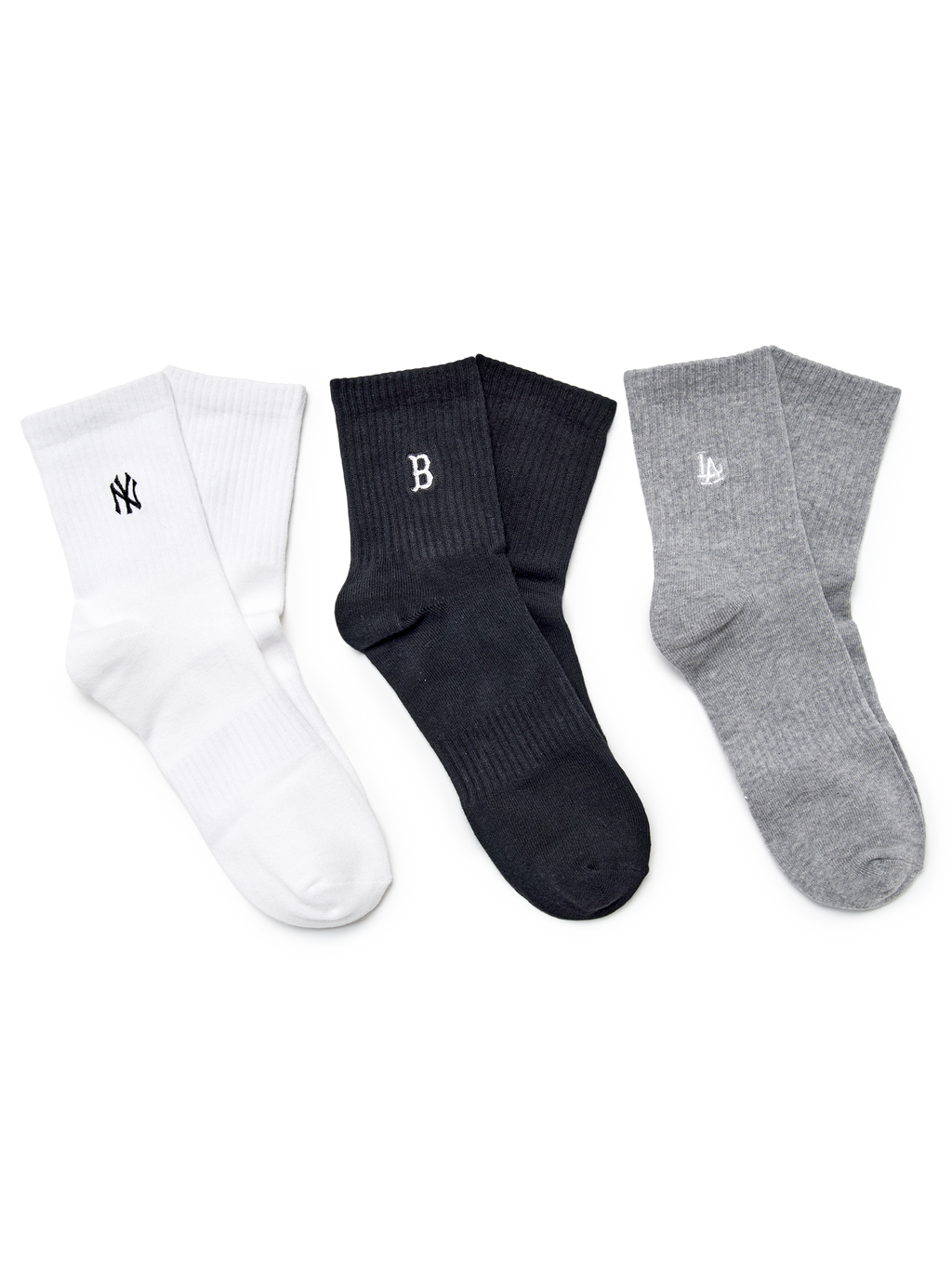 [mlb korea] Small Logo Embroidery Socks 3pairs Set