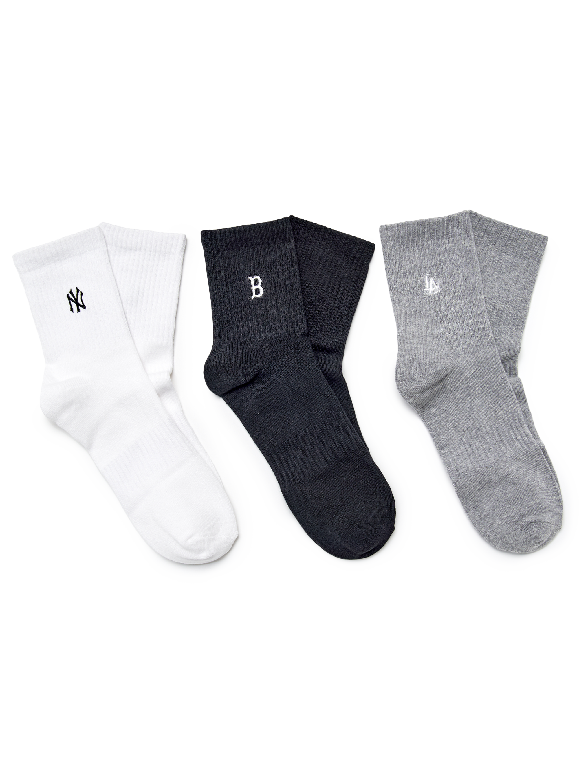[mlb korea] Small Logo Embroidery Socks 3pairs Set