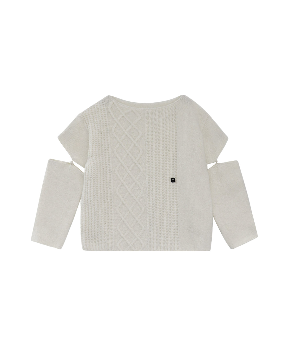 Treemingbird Sleeve Slit Boat Neck Knit Ivory