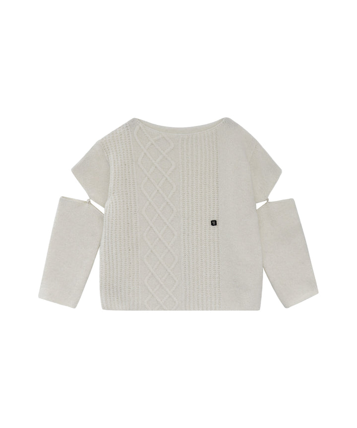 Treemingbird Sleeve Slit Boat Neck Knit Ivory
