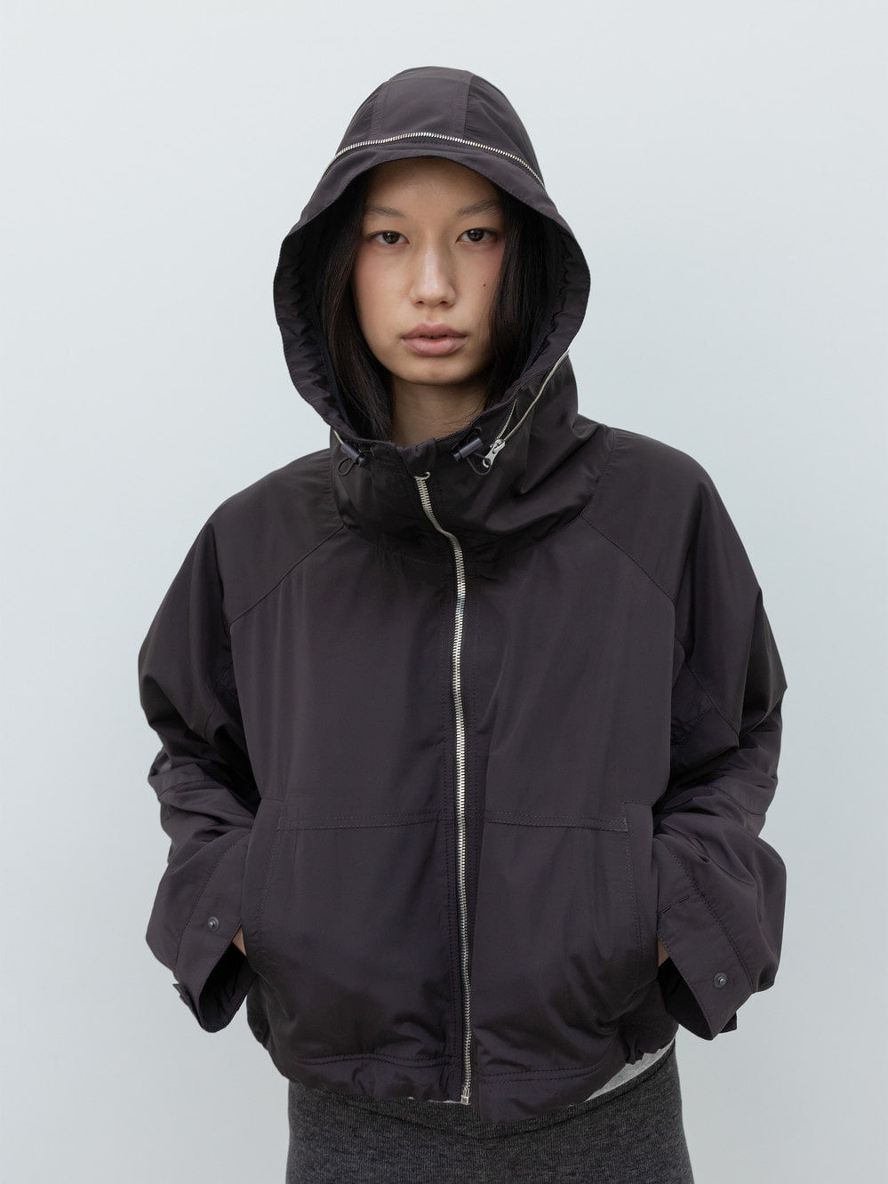 Low Classic Drawstring Fleece Wind Jacket Dark Brown