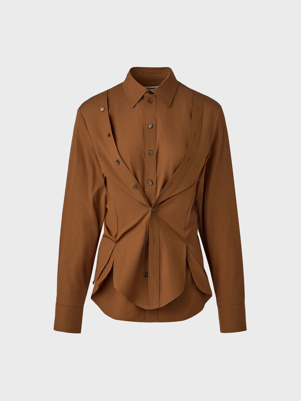 EENK Double-Button Transformable Shirt - Brown