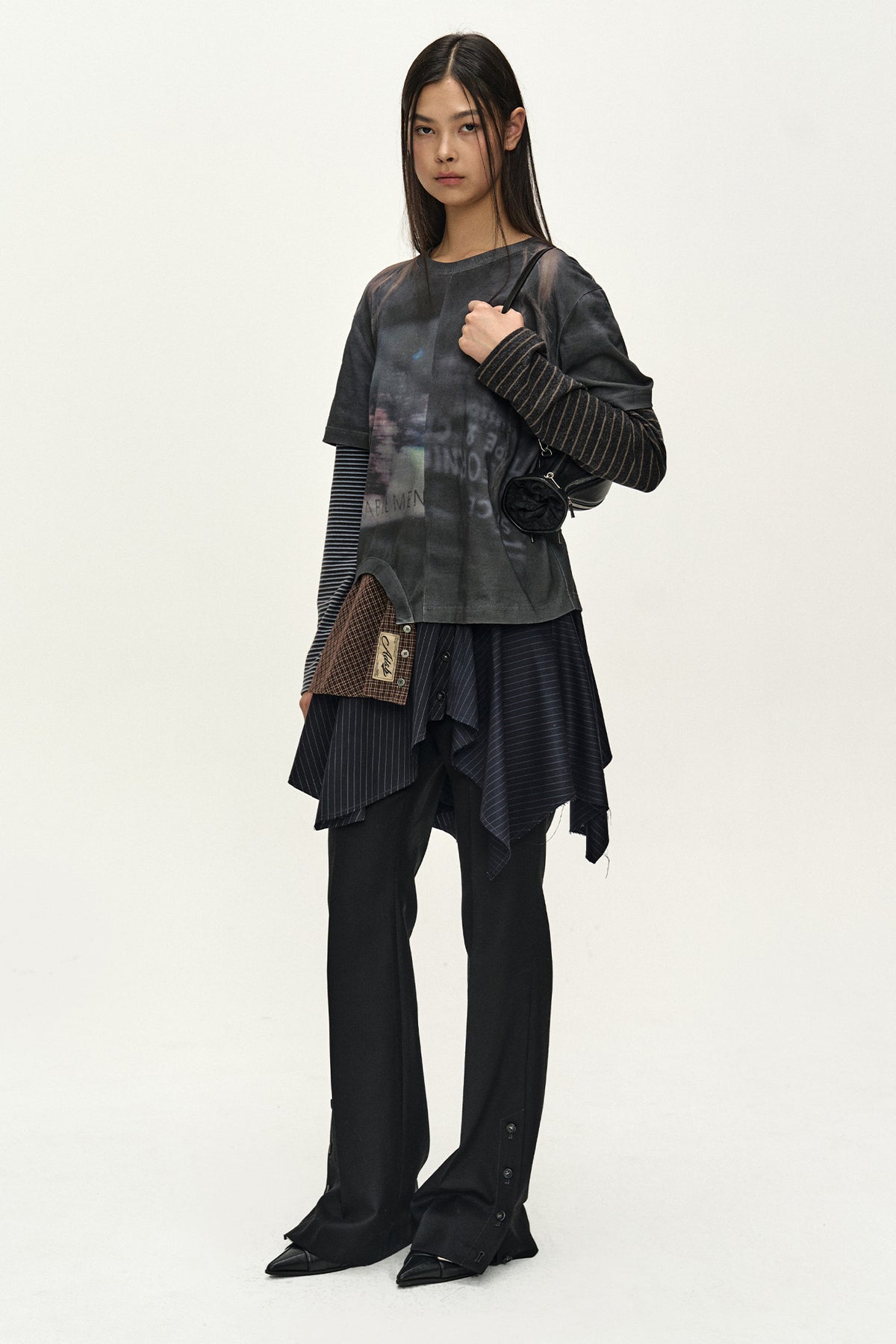 Andersson Bell Mixed Stripe Sleeve Layered Top