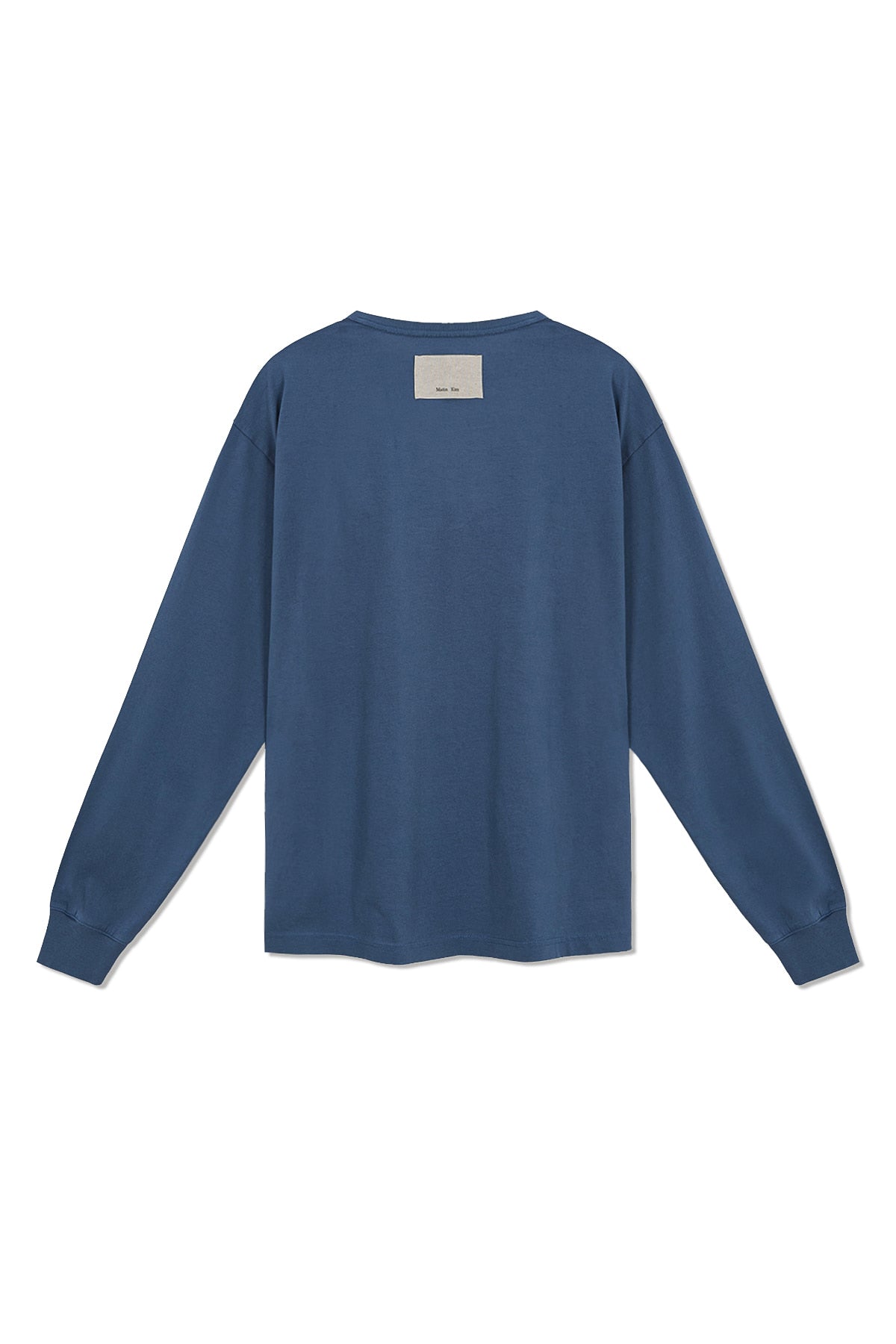 [matinkim] PATCH GRAPHIC LONG SLEEVE TOP IN SMOKE BLUE