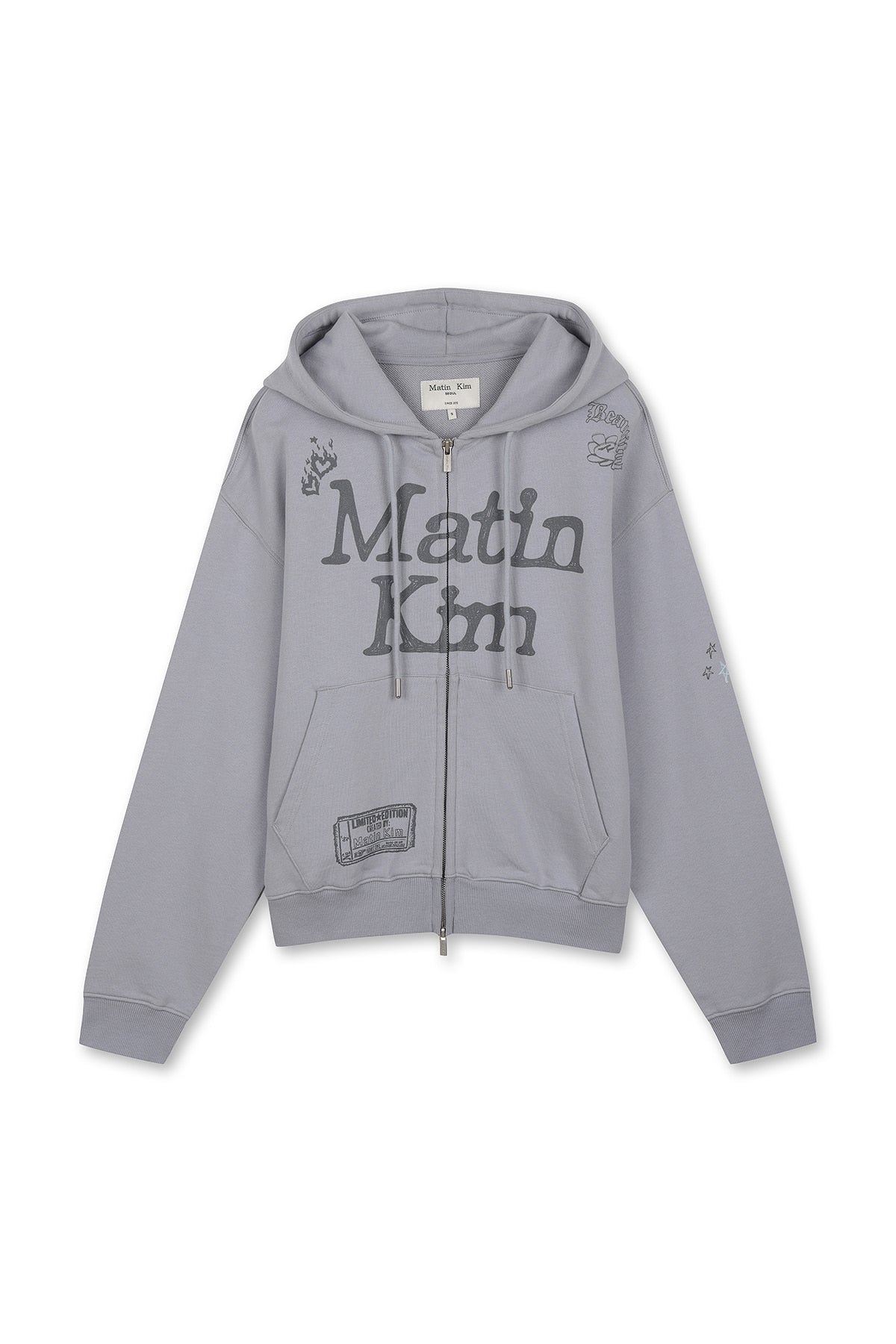 [matinkim] Graffiti Artwork Hoody Zip UP IN Smoke Blue