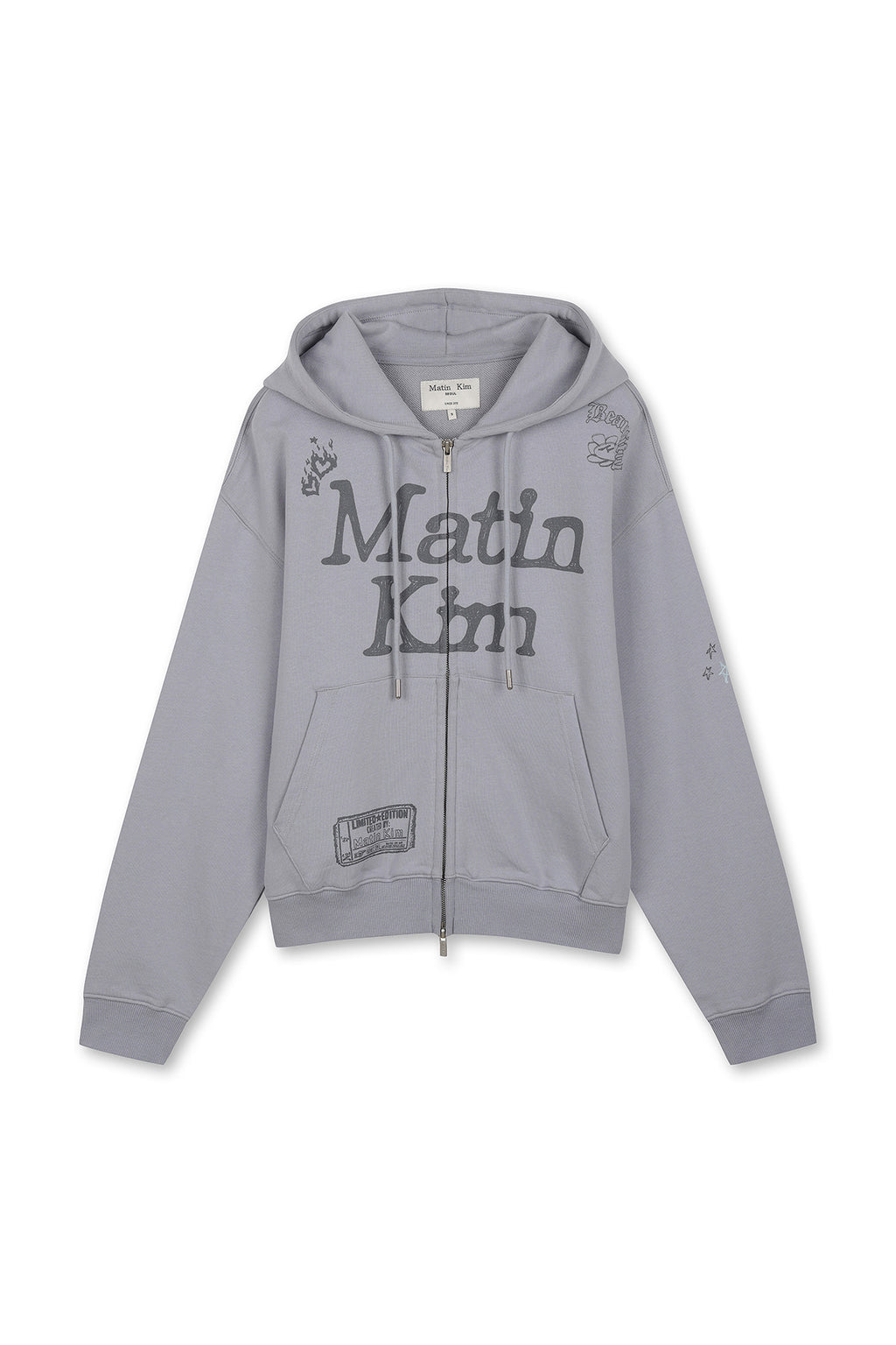 [matinkim] Graffiti Artwork Hoody Zip UP IN Smoke Blue