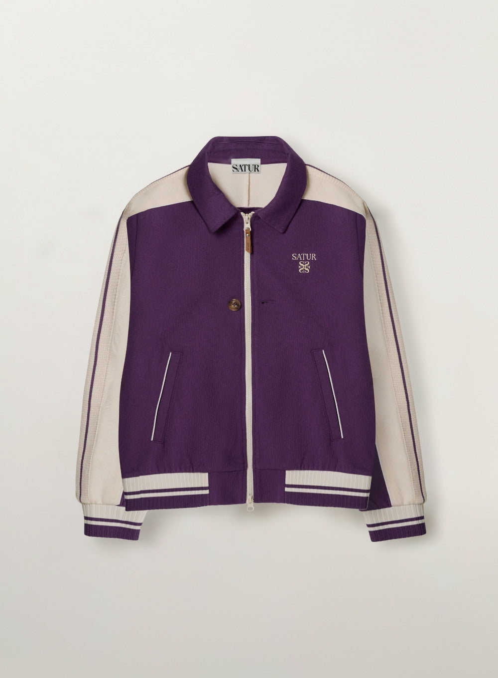 [satur] (W) Lawton Lining Collar Track Zip-up Jacket - Purple
