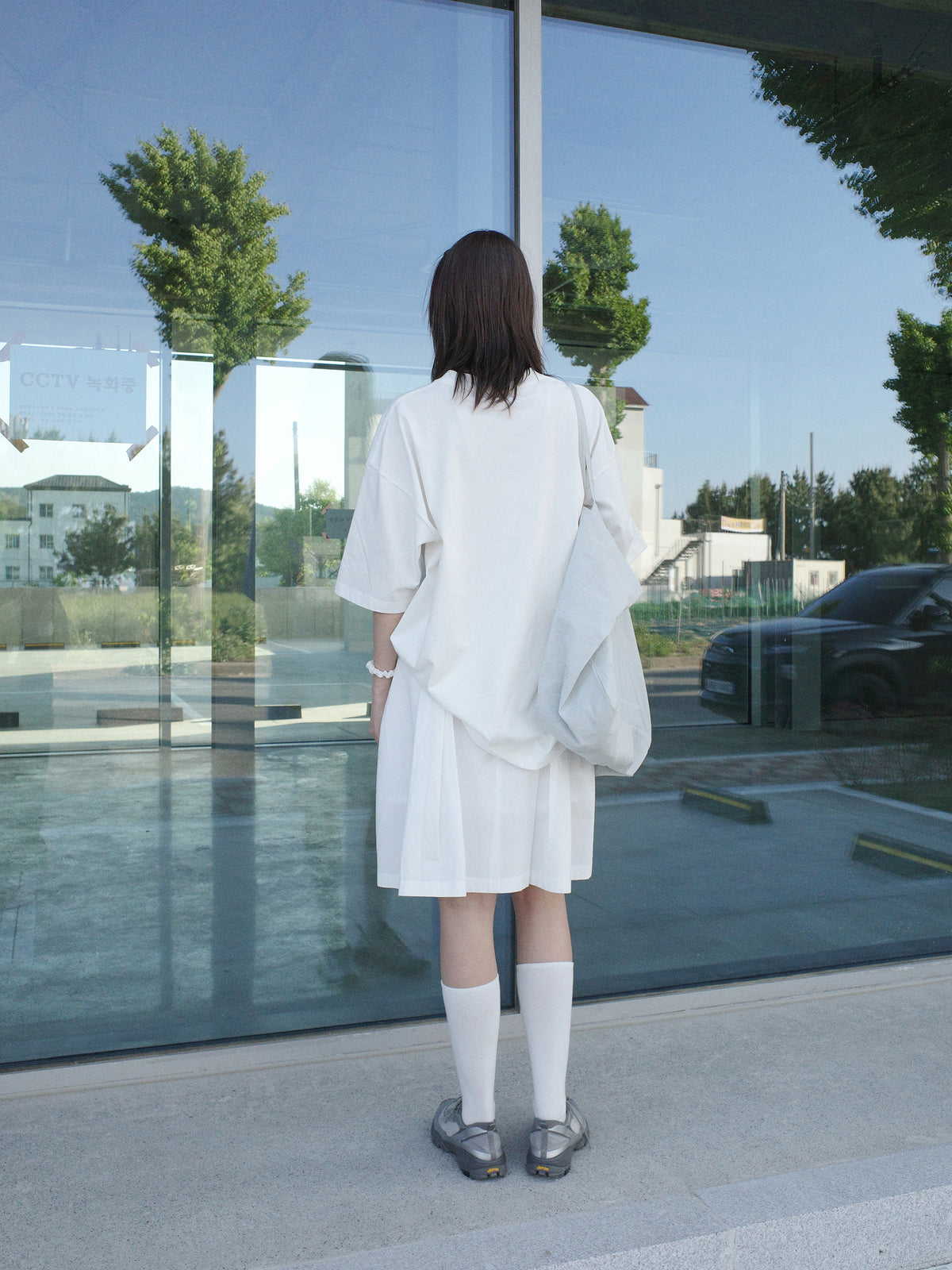 Low Classic Cotton Volume Midi Skirt White