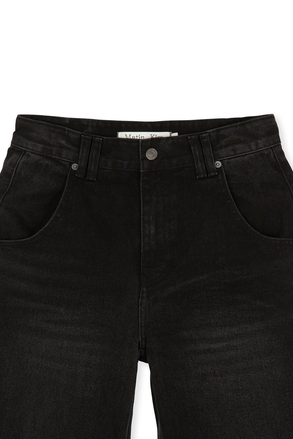 [matinkim] PEACHES COATING WASHED DENIM PANTS FOR MEN IN BLACK