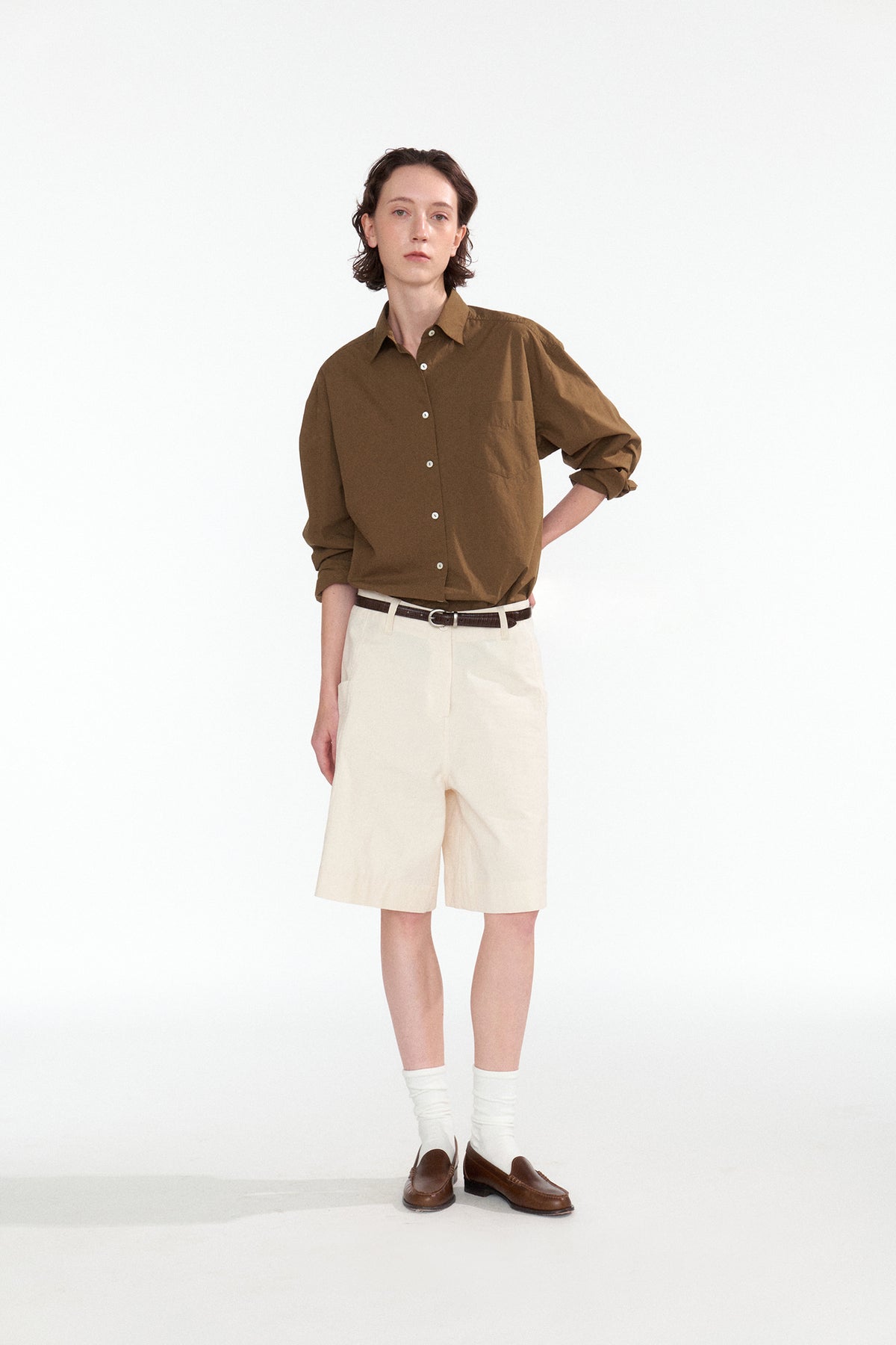 Nothing Written Corduroy half pocket pants (Ivory)