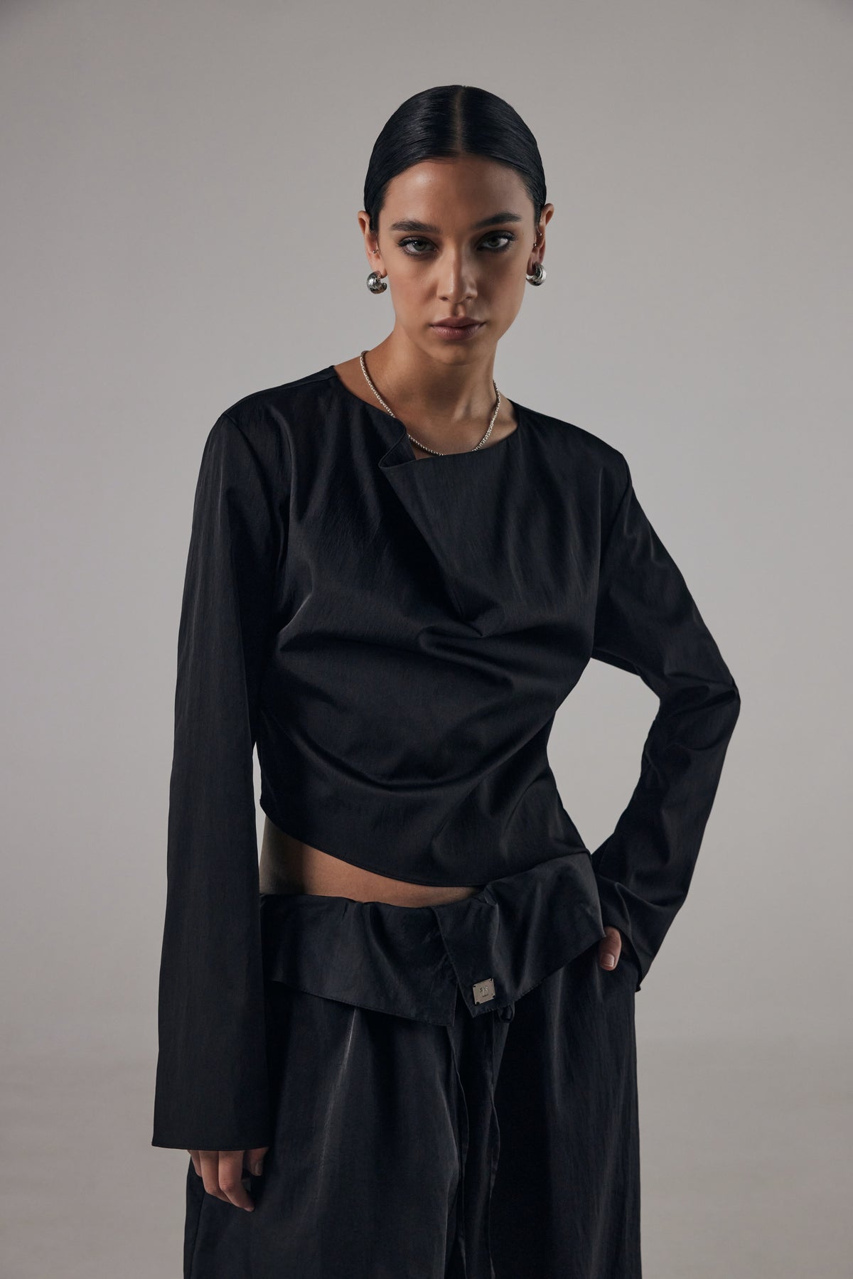 Treemingbird Cowl Blouse Black