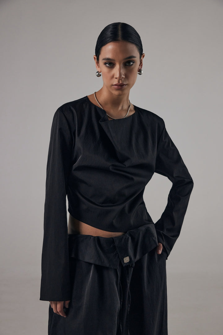 Treemingbird Cowl Blouse Black