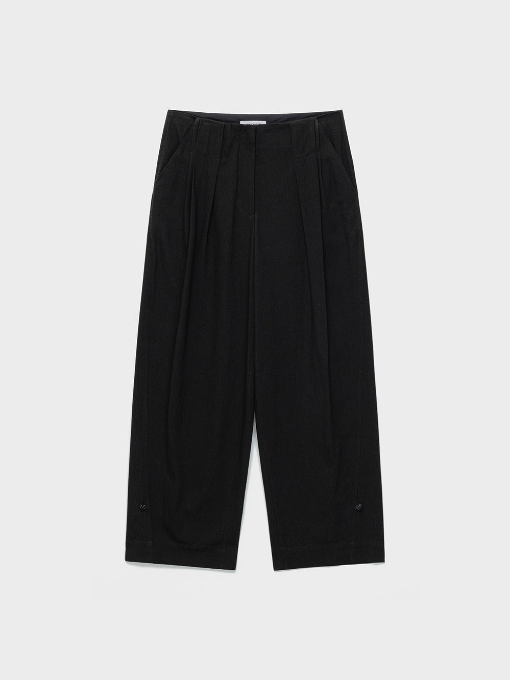 Low Classic Washed Cotton Wide Two-Tuck Pants Black