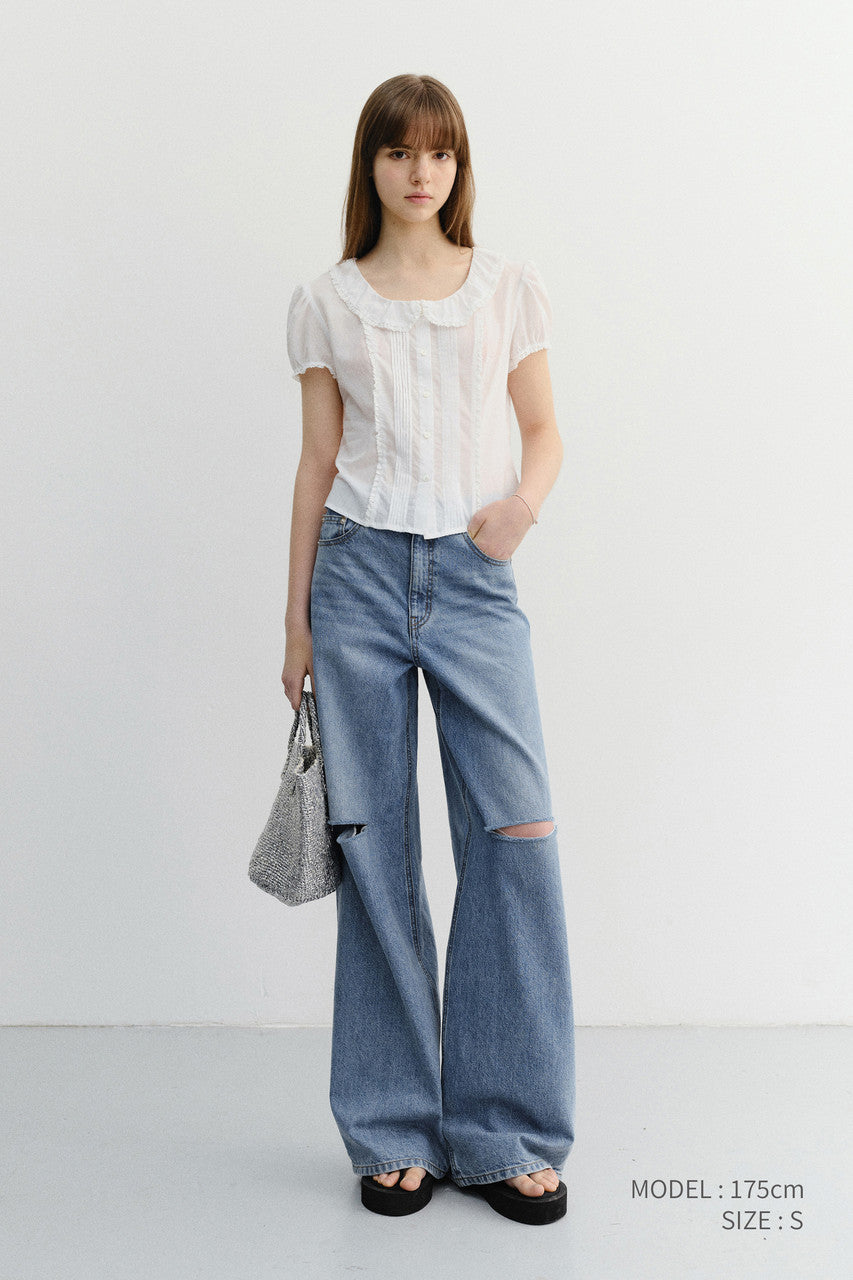 Dunst Frill Collared Blouse White