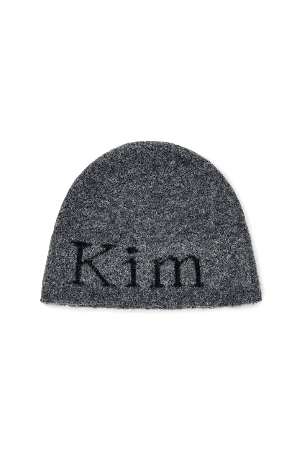 [matinkim] MATIN LOGO BOUCLE KNIT BEANIE IN CHARCOAL