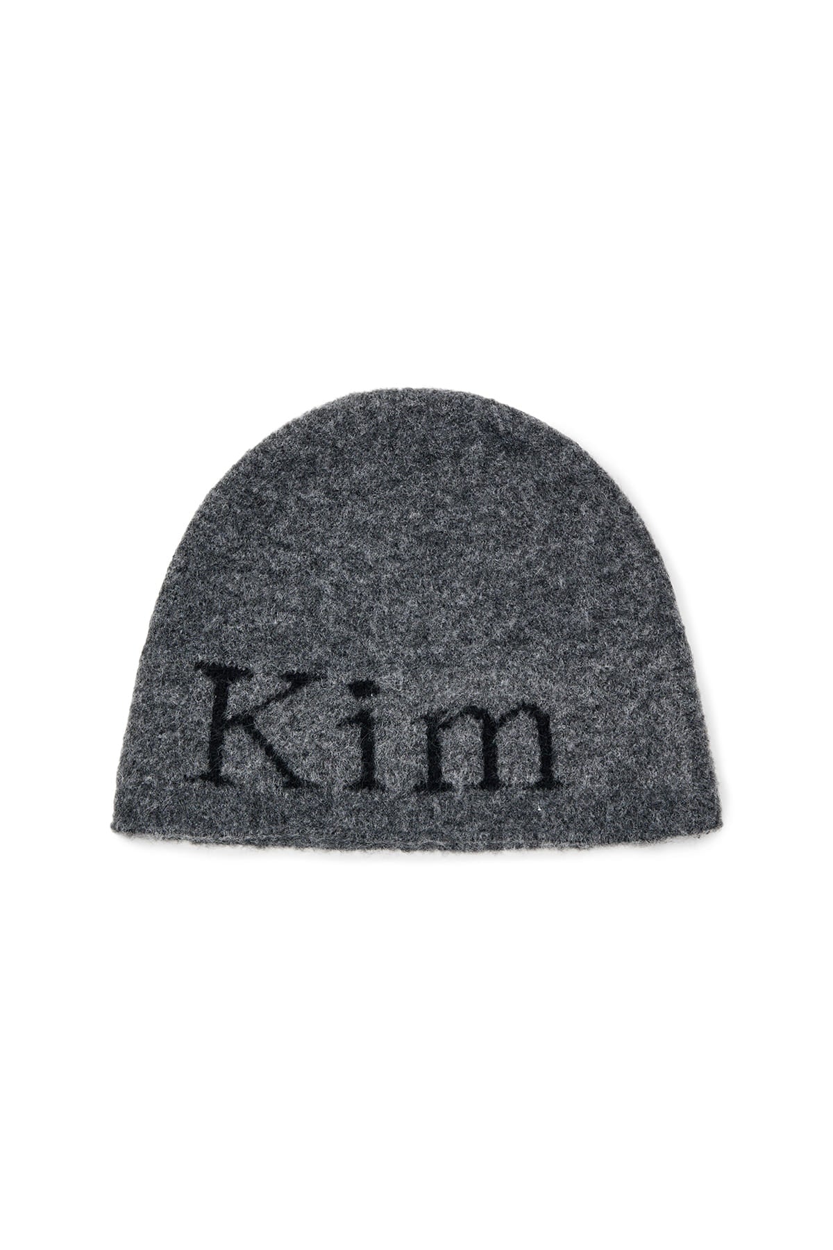 [matinkim] MATIN LOGO BOUCLE KNIT BEANIE IN CHARCOAL