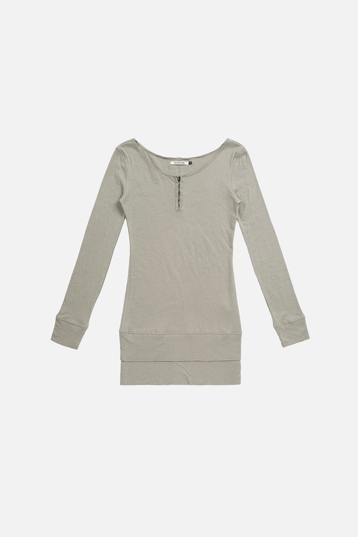 Instantfunk Henley Neck Tiered Jersey Dress - Light Grey