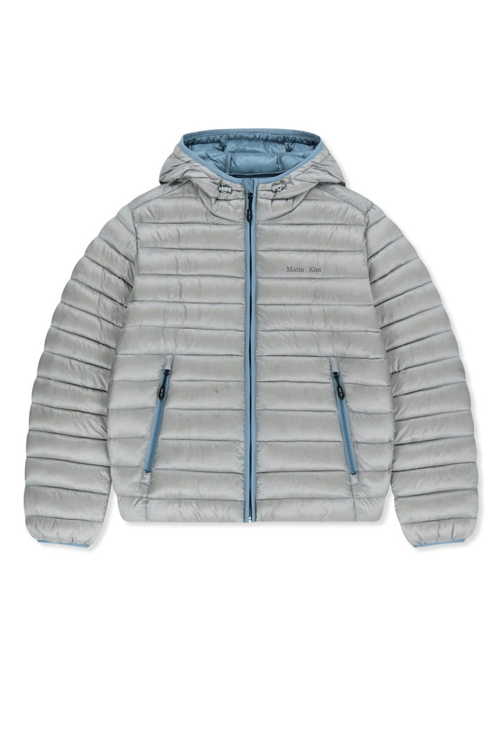 Matinkim Contrast Trim Light Down Hoody Jumper In Light Grey