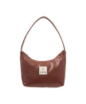 NEW ENAMEL HOBO BAG-BROWN