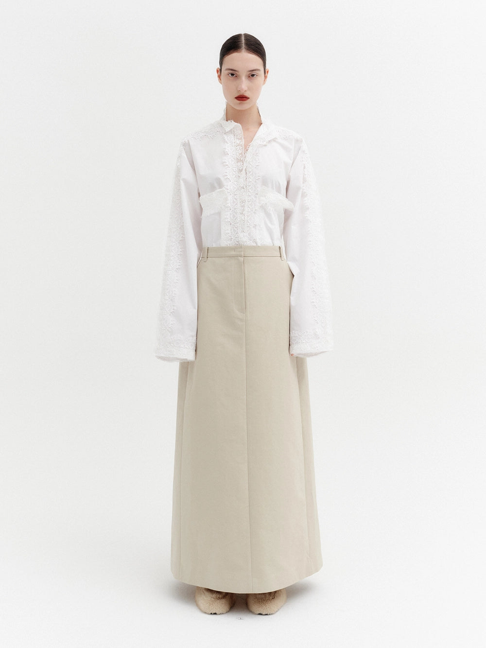 EENK Drape Back A-Line Skirt - Beige