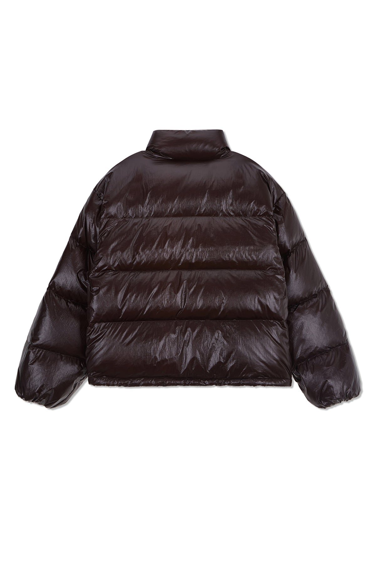 [matinkim] SMALL LOGO VOLUME DOWN JUMPER FOR MEN IN DARK BROWN