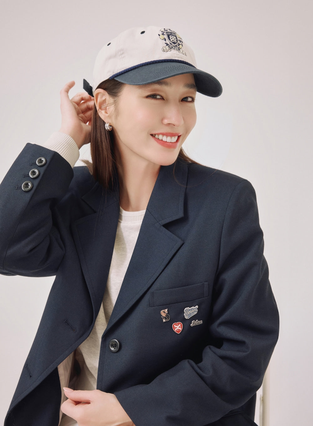 Satur 3-Button Single Blazer - Navy