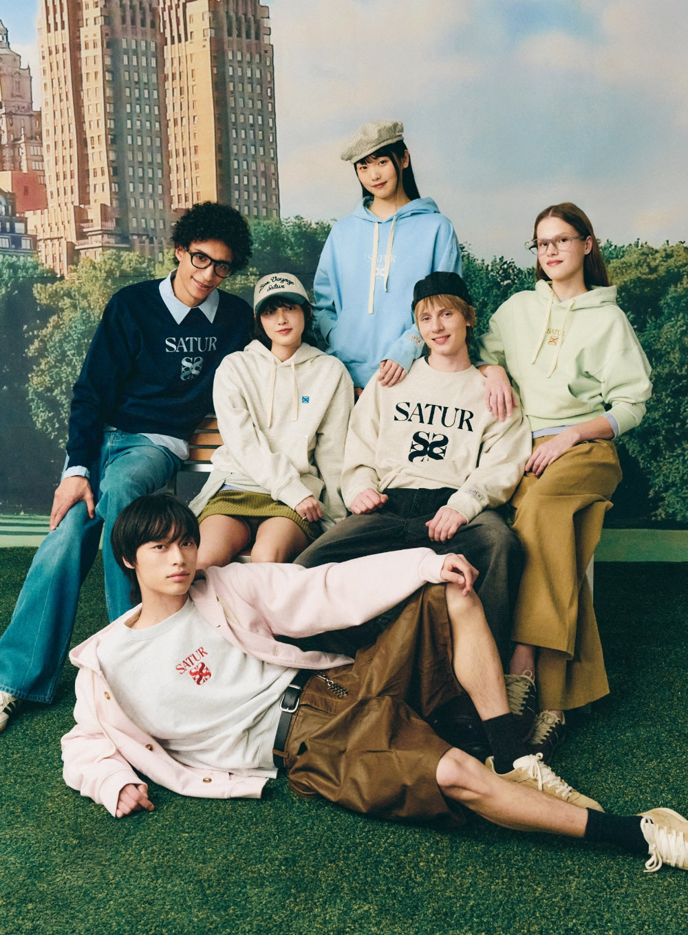 [satur] Classic Logo Sweatshirt - Melange Ivory