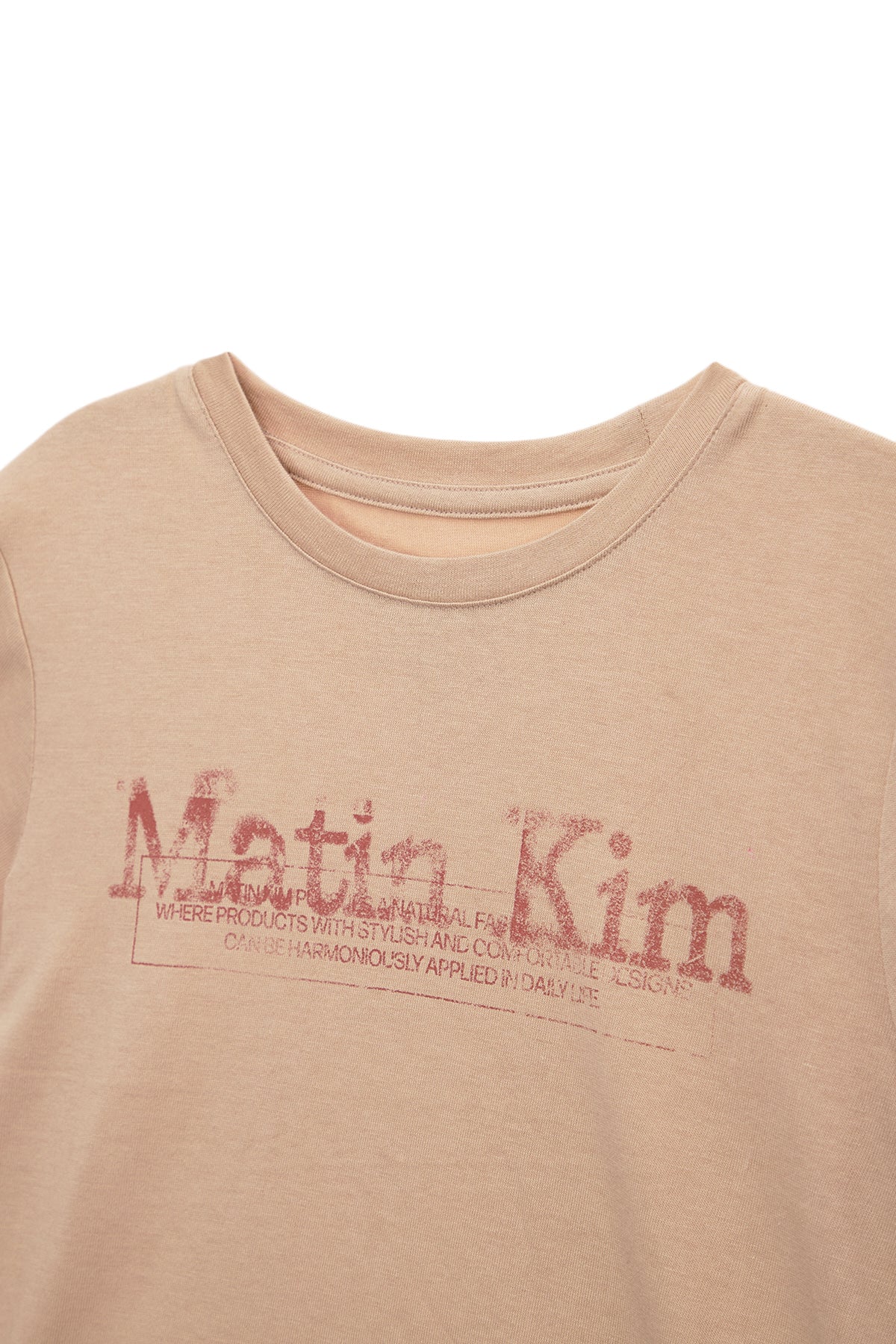 [matinkim] STAMP LOGO GRAPHIC CROP TOP IN BEIGE