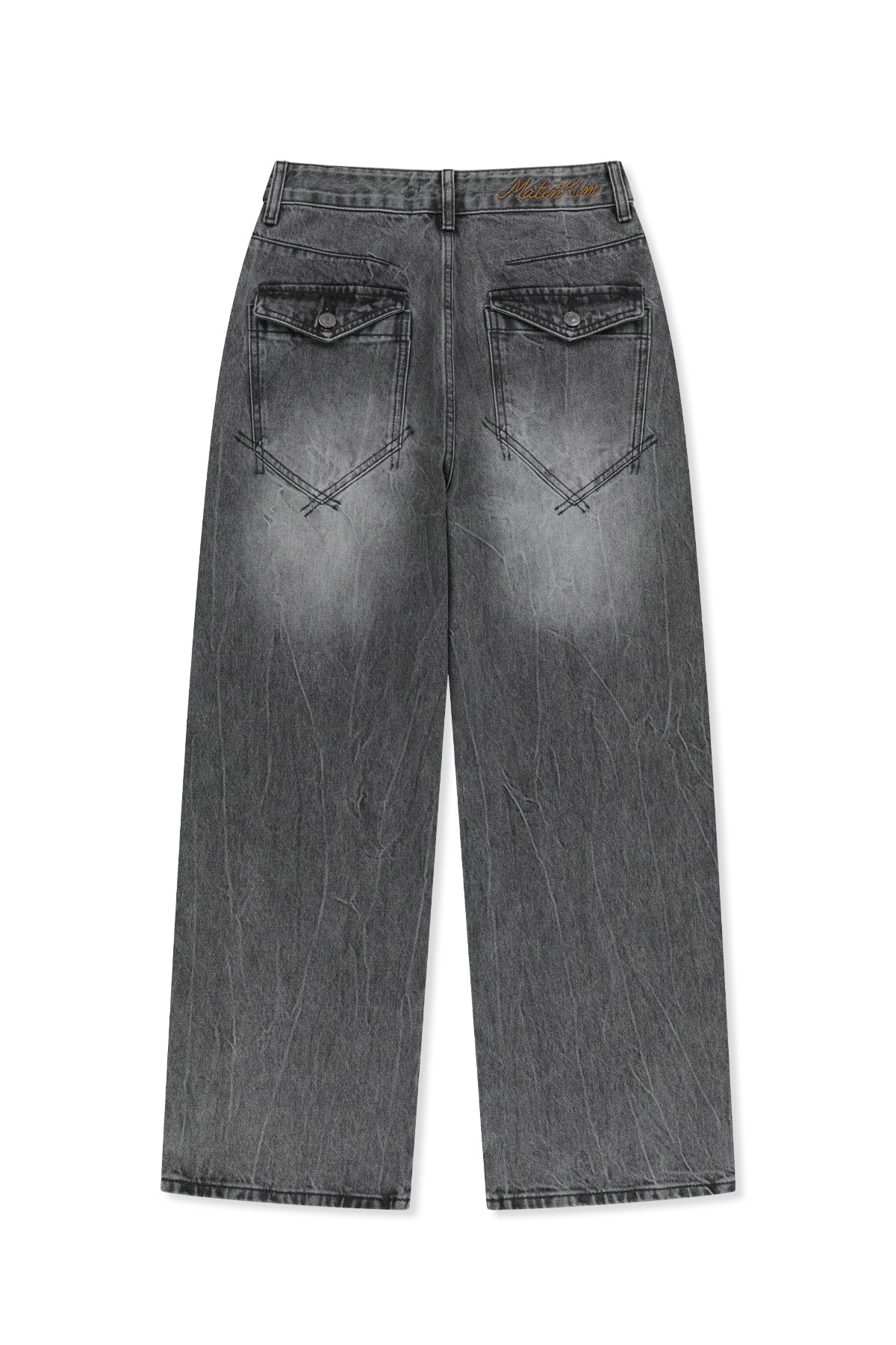 Matinkim Matin Waist Logo Wide Denim Pants IN Grey
