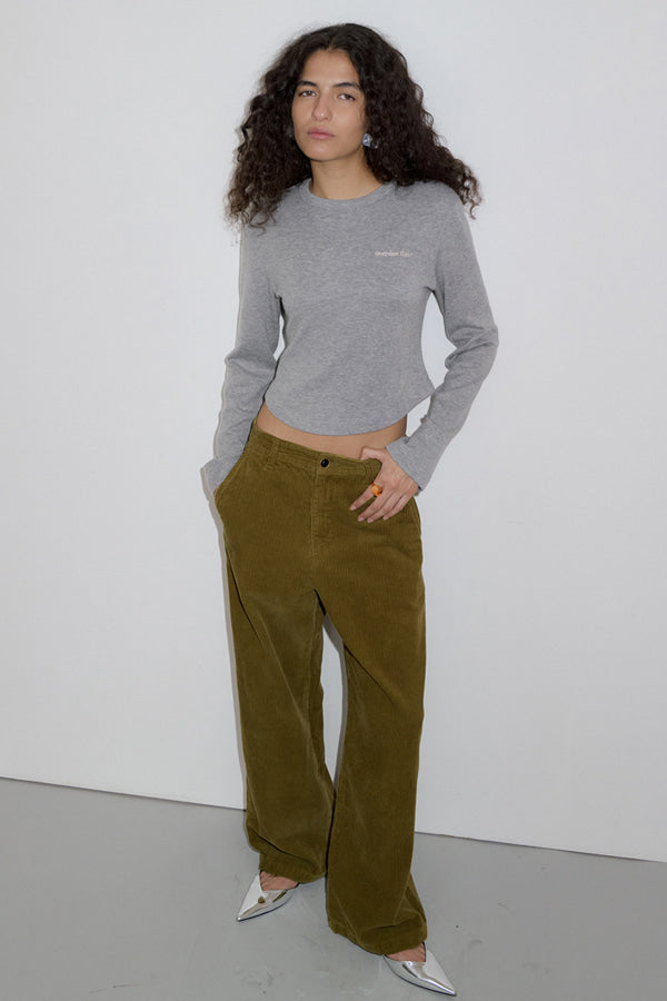 Overdueflair Line Crop T-Shirts Melange Grey