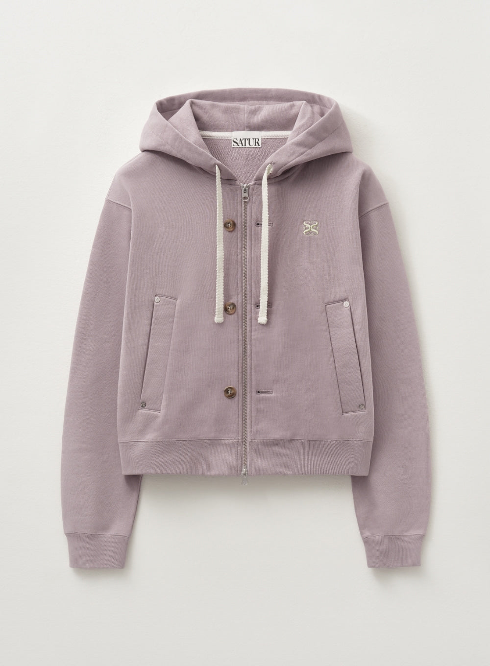 [satur] (W) Teo Cotton All Day Hood Zip-up - Purple