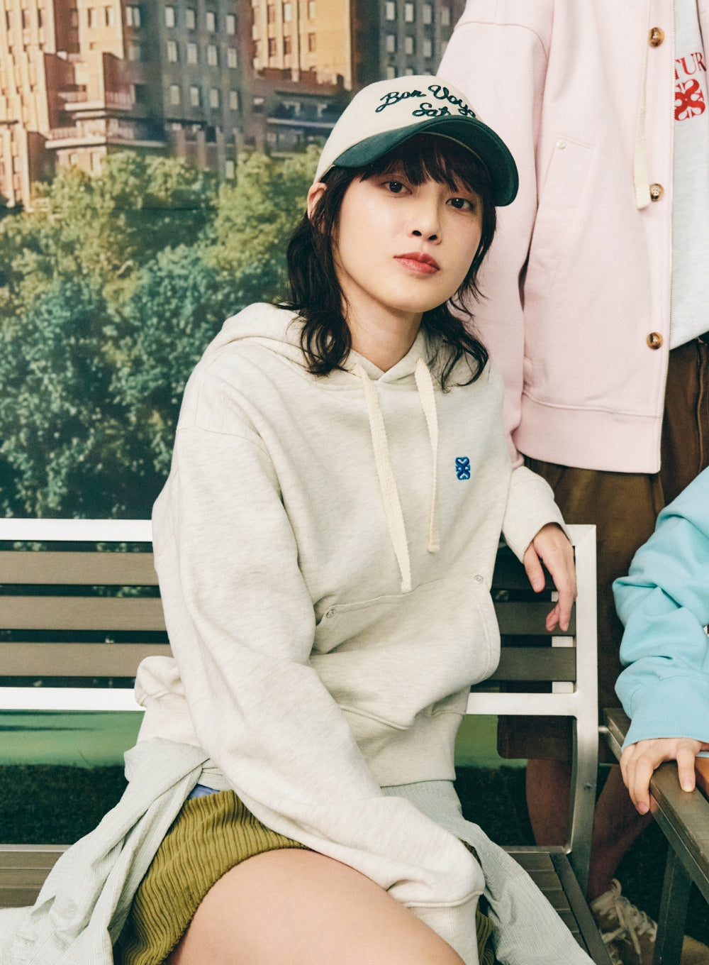 [satur] (W) Classic Small Logo Rivet Hoodie - Art Blue