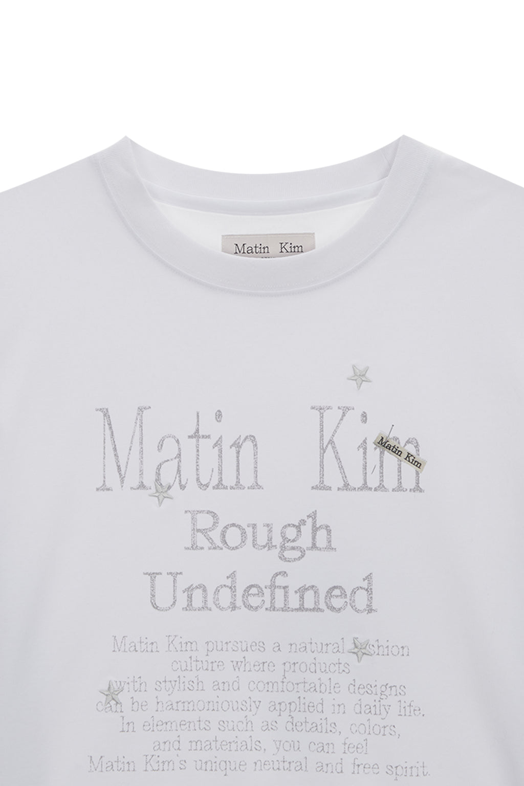 [matinkim] DAZZLE LETTERING CROP TOP IN WHITE