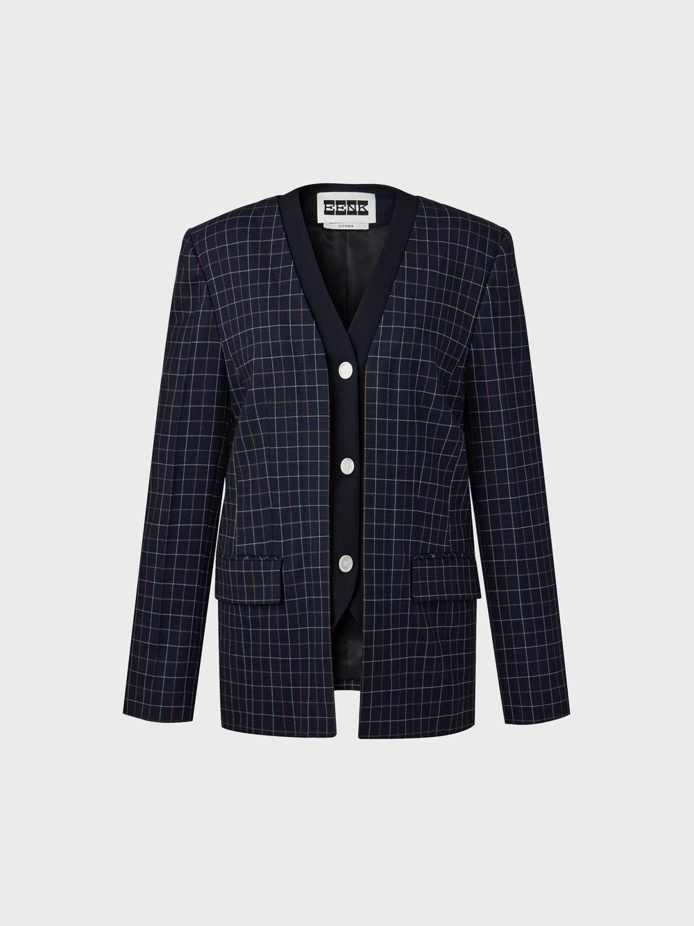 EENK V-Neck Single Button Jacket - Navy