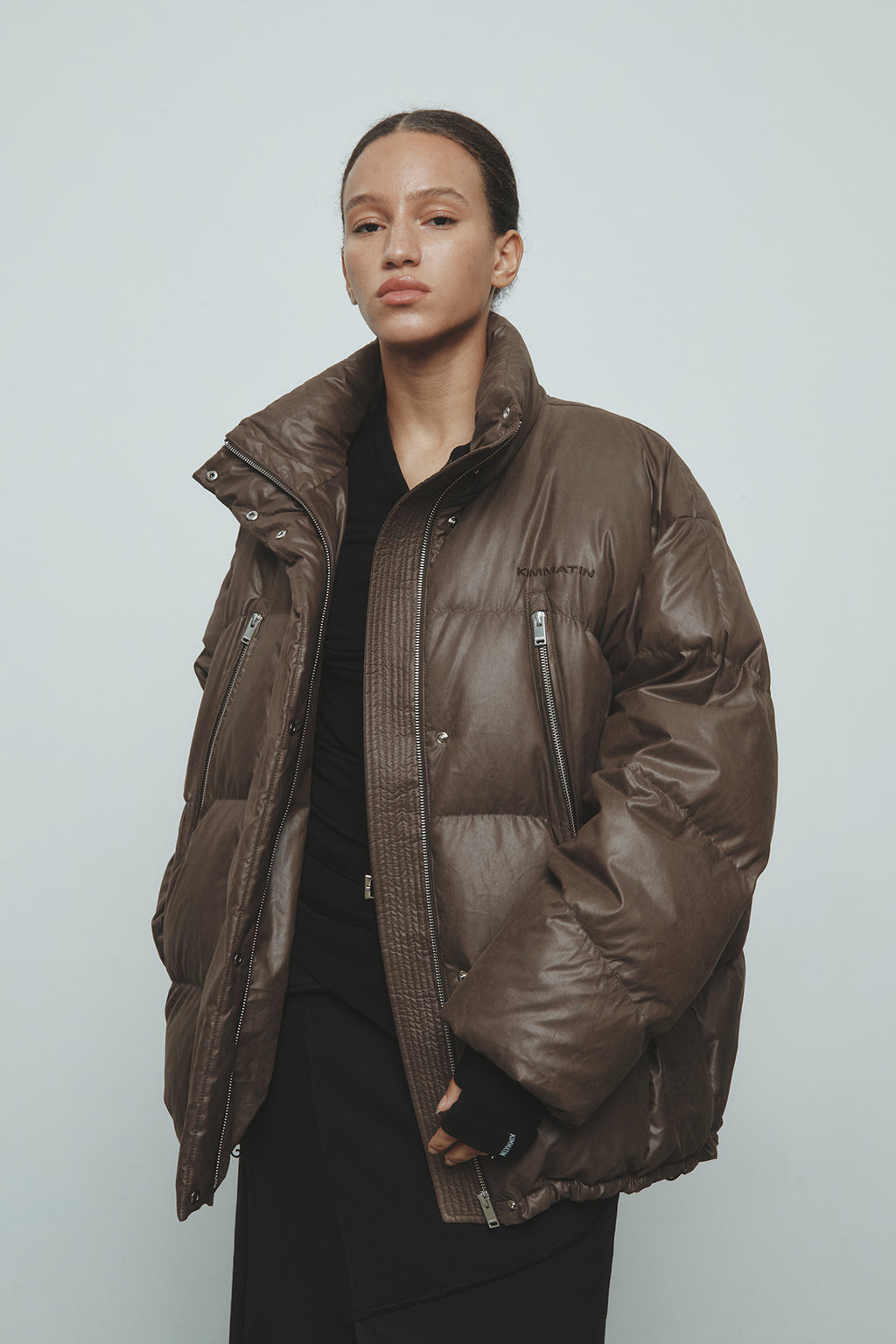 Matinkim Zipper Detail Goose Down Jumper IN Brown