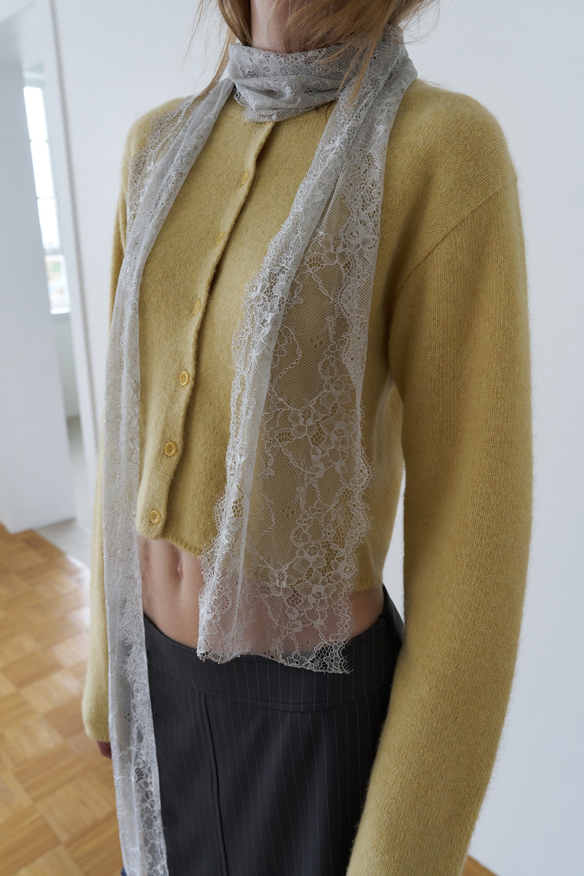 Overdueflair Victorian Lace Scarf Mid Grey