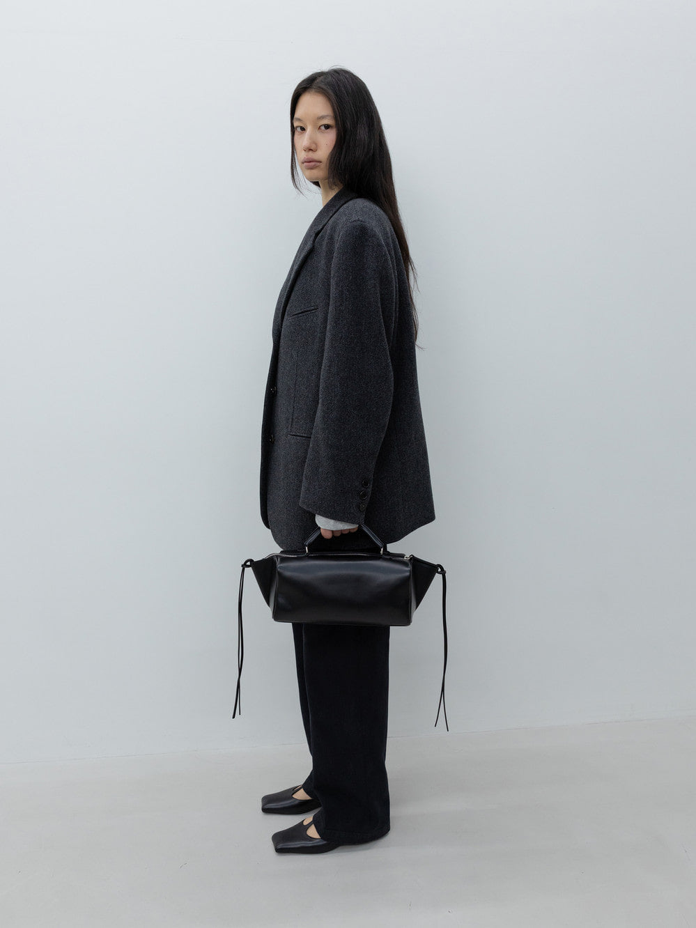 Low Classic Oversized Wool Tailored Jacket Grey
