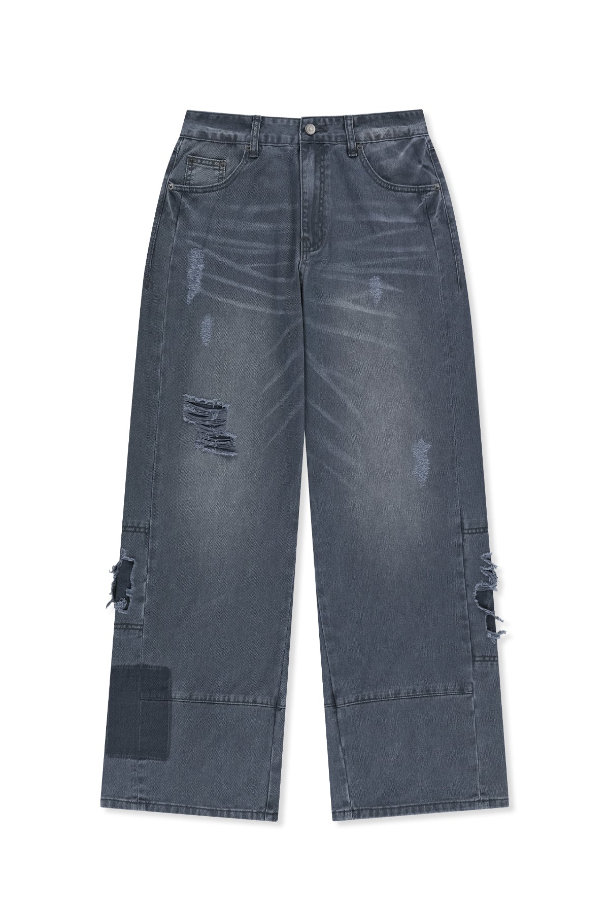 Matinkim Shadow Distressed Wide Denim Pants IN Blue