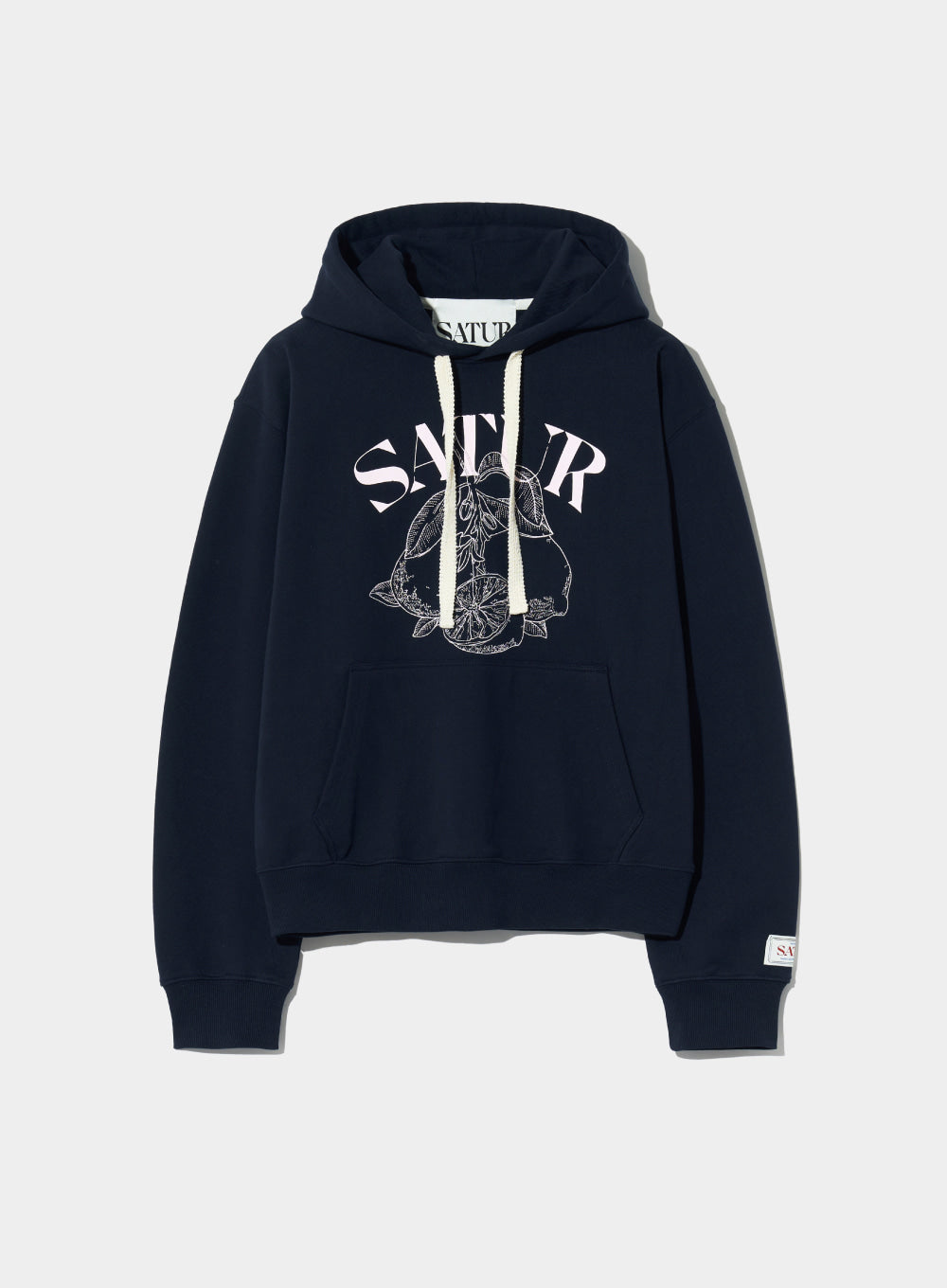 [satur] (W) Capri Citron Drawing Graphic Hoodie - Blossom Navy
