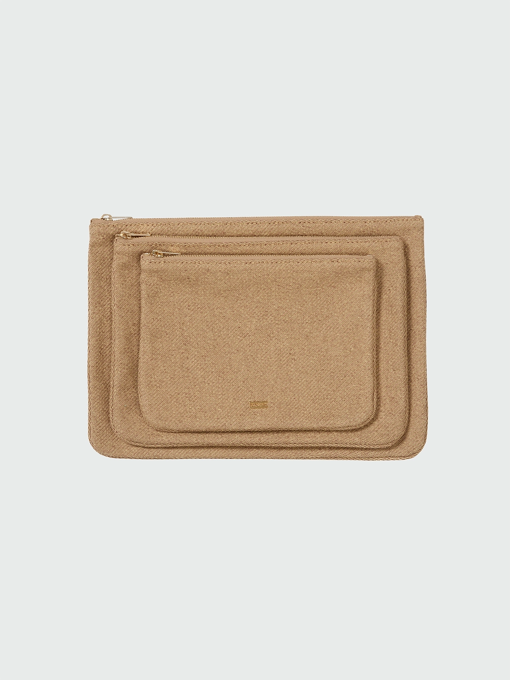 EENK Logo Detailed Zip-Up Pouch Set - Camel