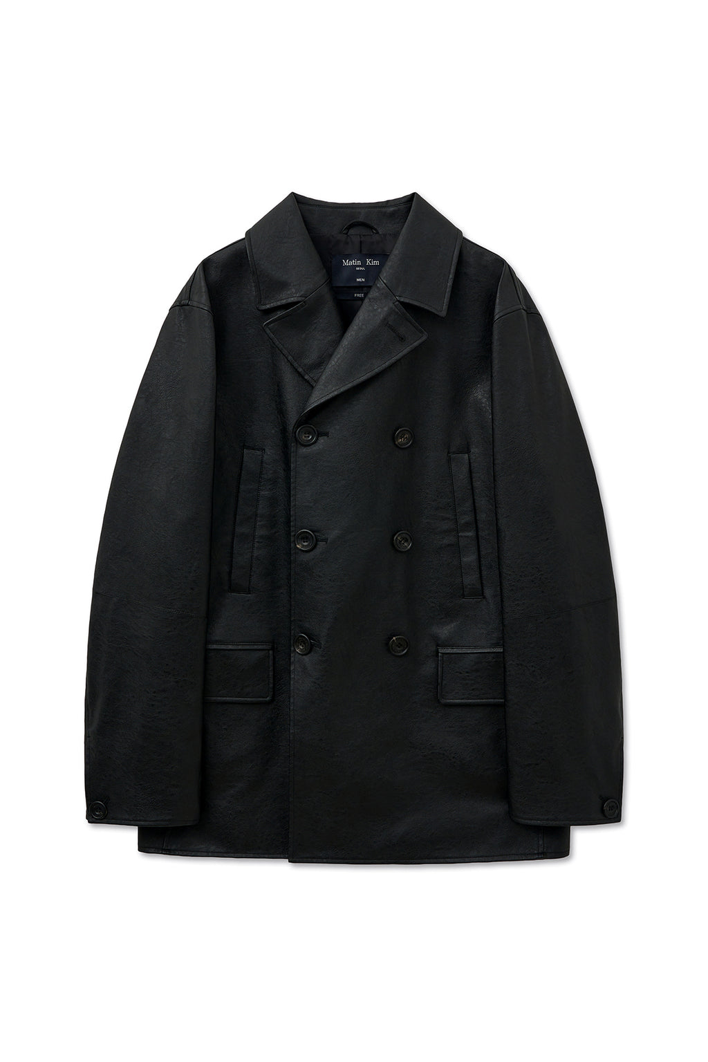 Matinkim Faux Leather Double Jacket For Men IN Black