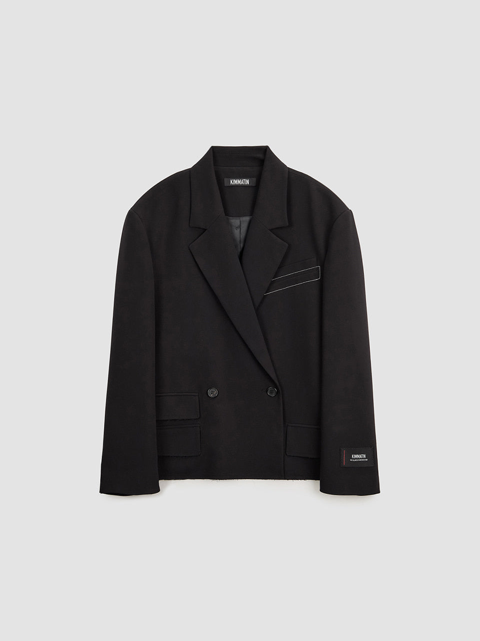 [matinkim] Oversize Low Edge Crop Jacket IN Black