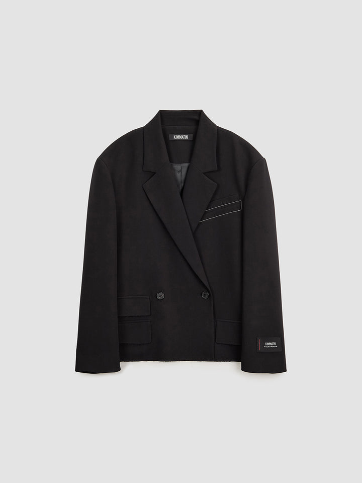 Matinkim Oversize Low Edge Crop Jacket IN Black