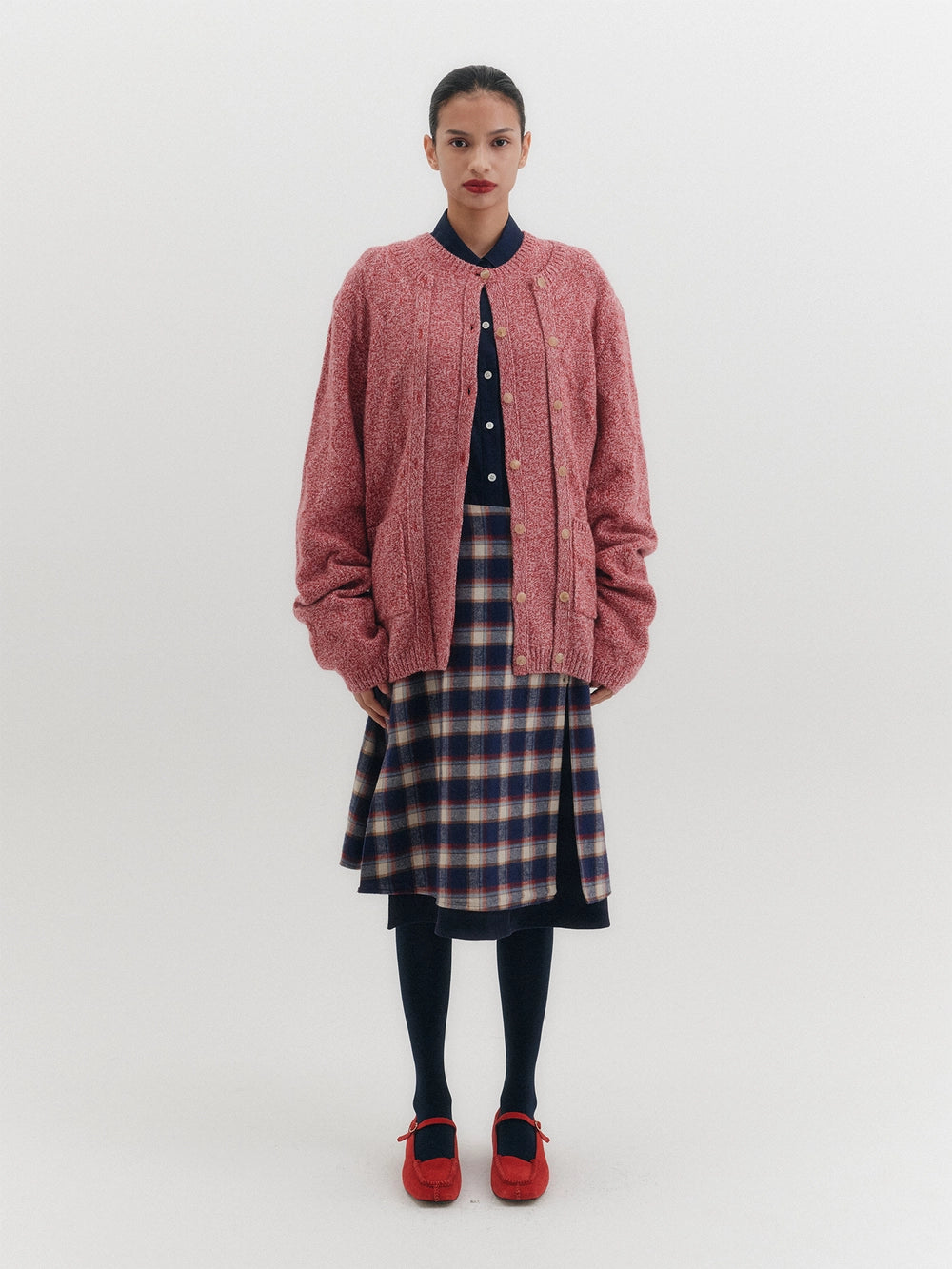 EENK Layered Knitwear Cardigan - Pink