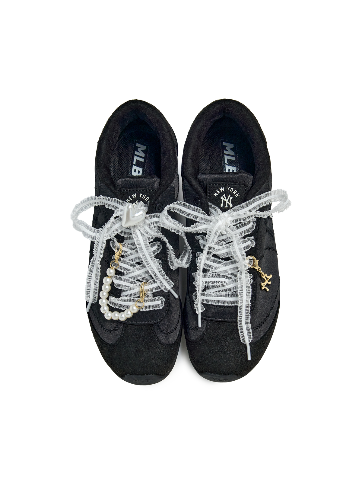 Mlb Team Logo Heart Pearl Shoelace Set